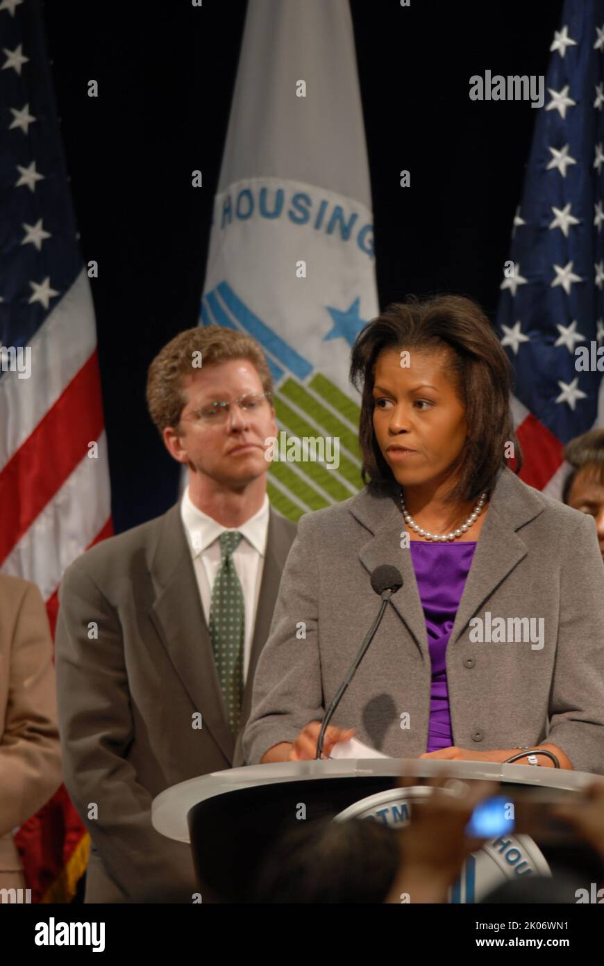 Visita della First Lady Michelle Obama alla sede dell'HUD. Foto Stock