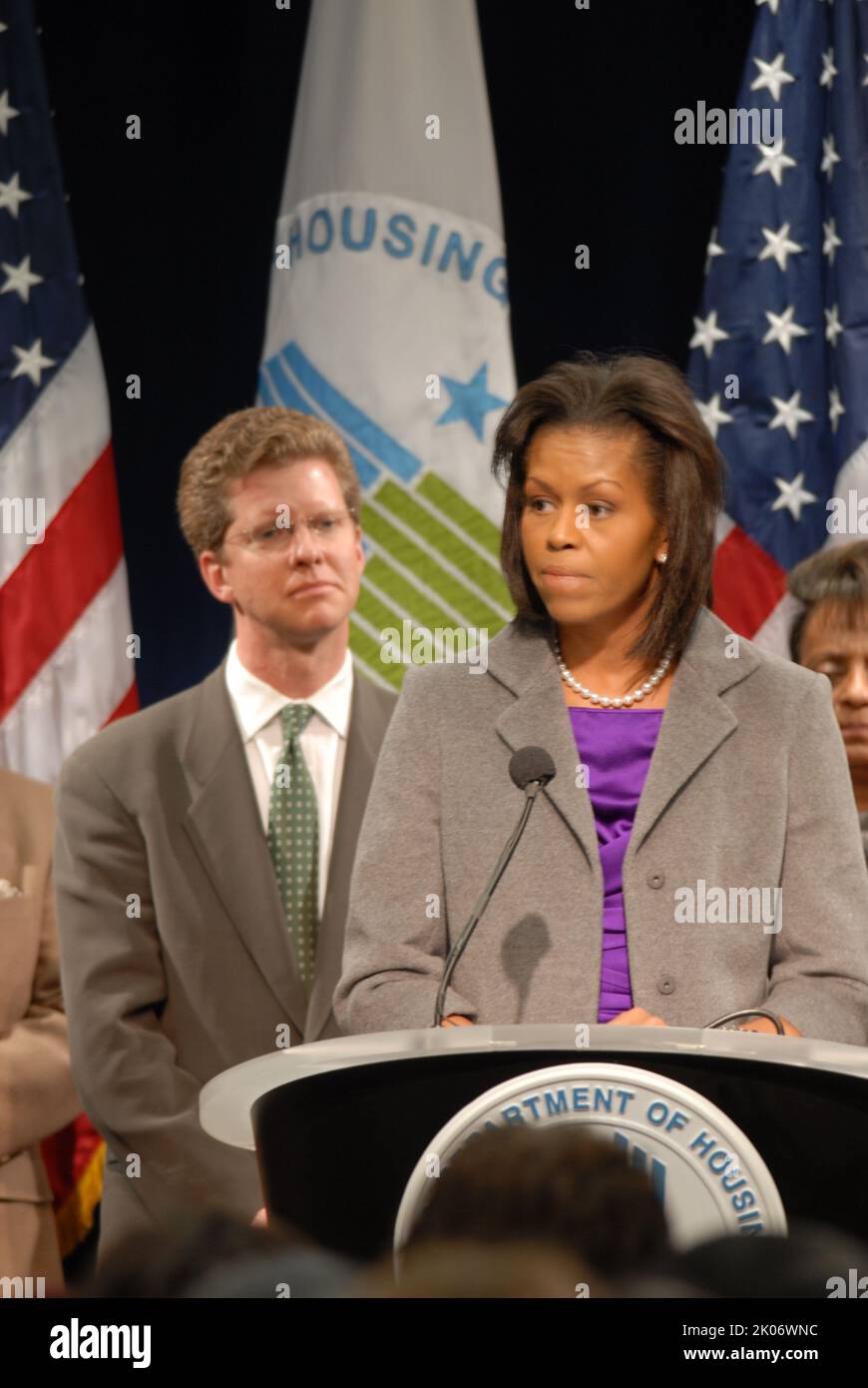 Visita della First Lady Michelle Obama alla sede dell'HUD. Foto Stock