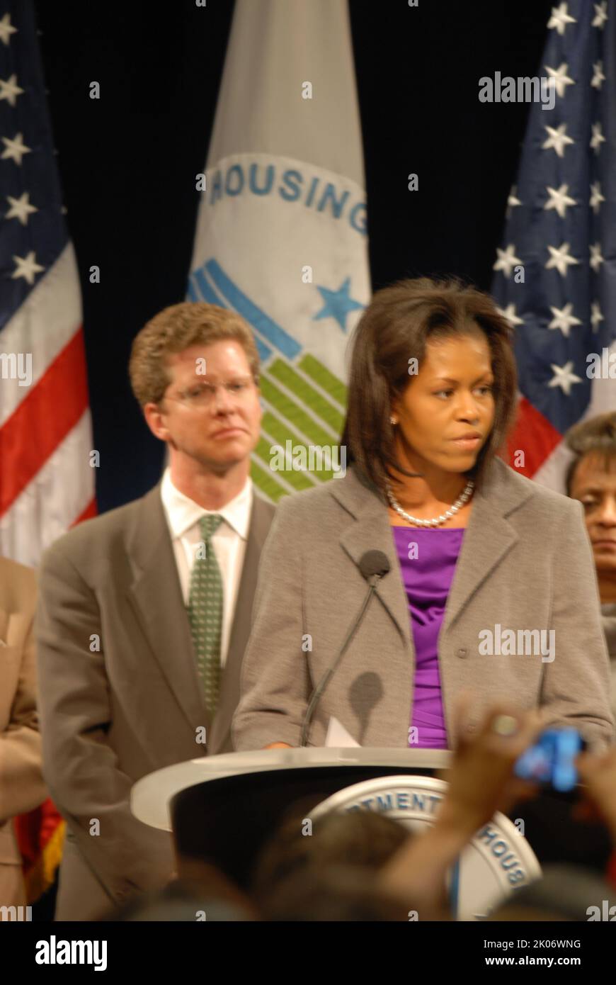 Visita della First Lady Michelle Obama alla sede dell'HUD. Foto Stock