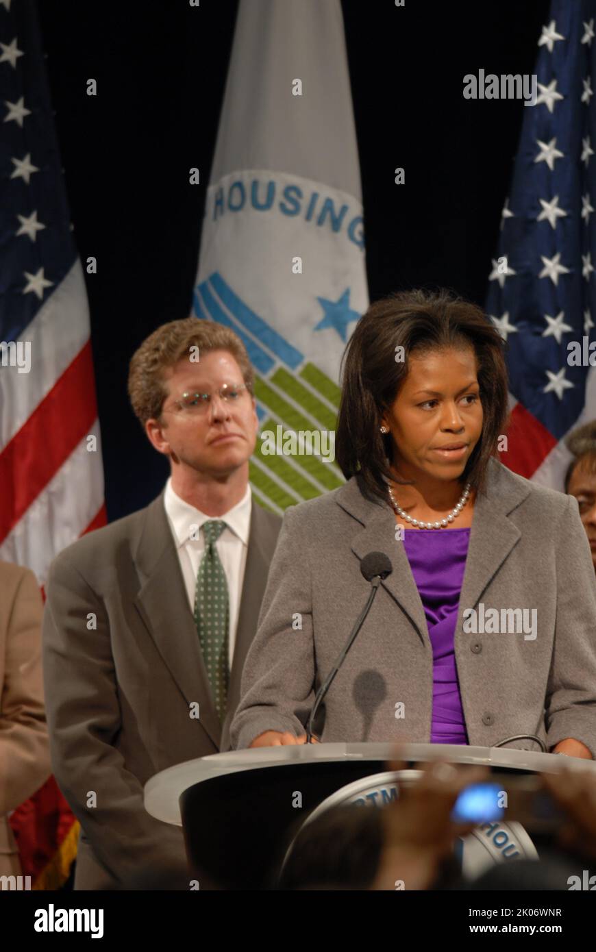 Visita della First Lady Michelle Obama alla sede dell'HUD. Foto Stock