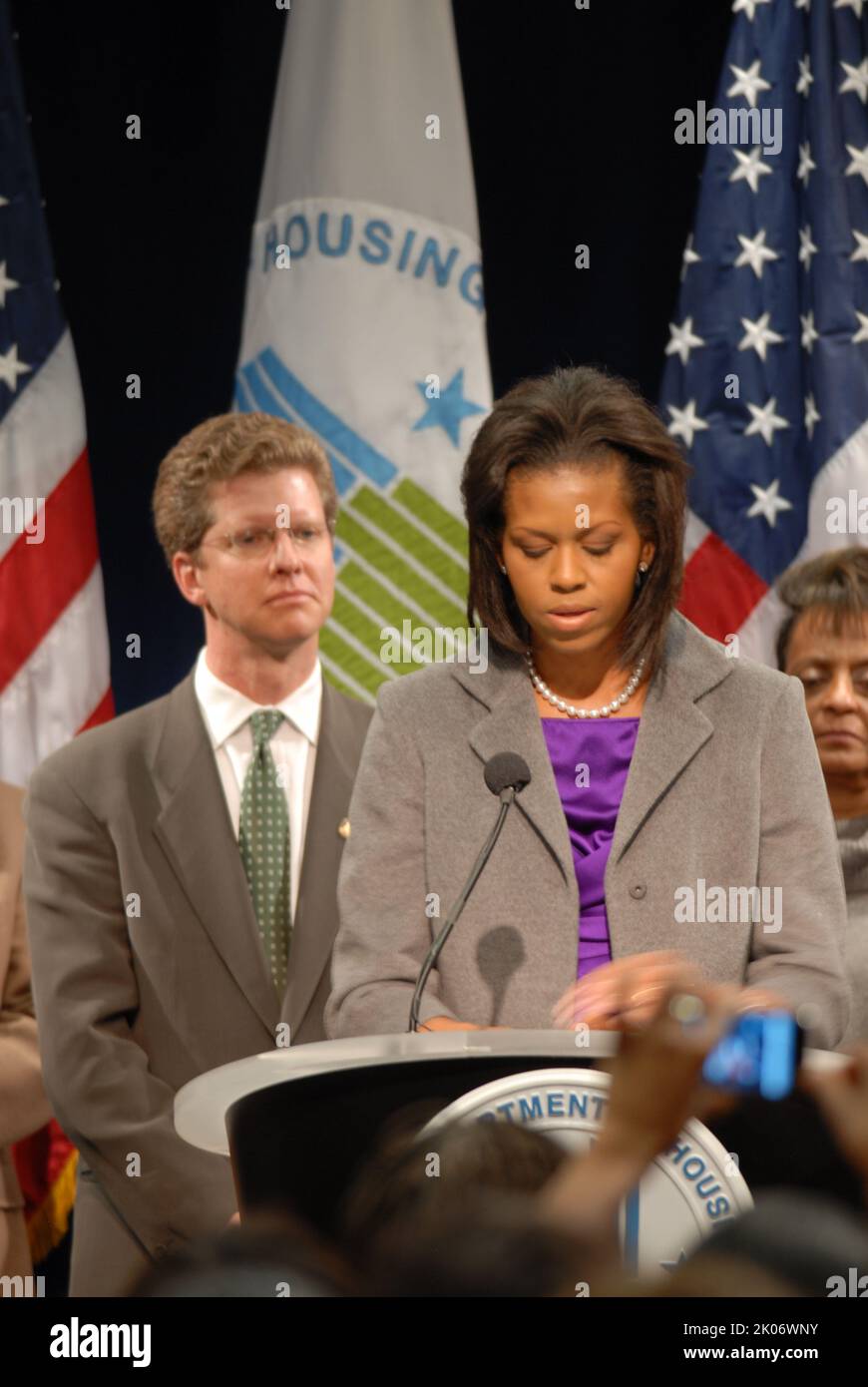 Visita della First Lady Michelle Obama alla sede dell'HUD. Foto Stock