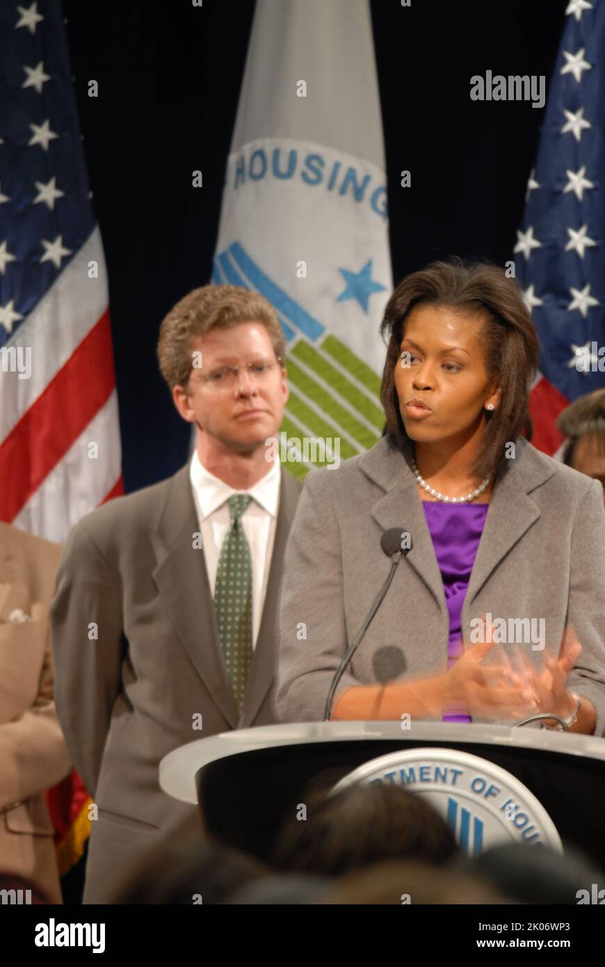 Visita della First Lady Michelle Obama alla sede dell'HUD. Foto Stock
