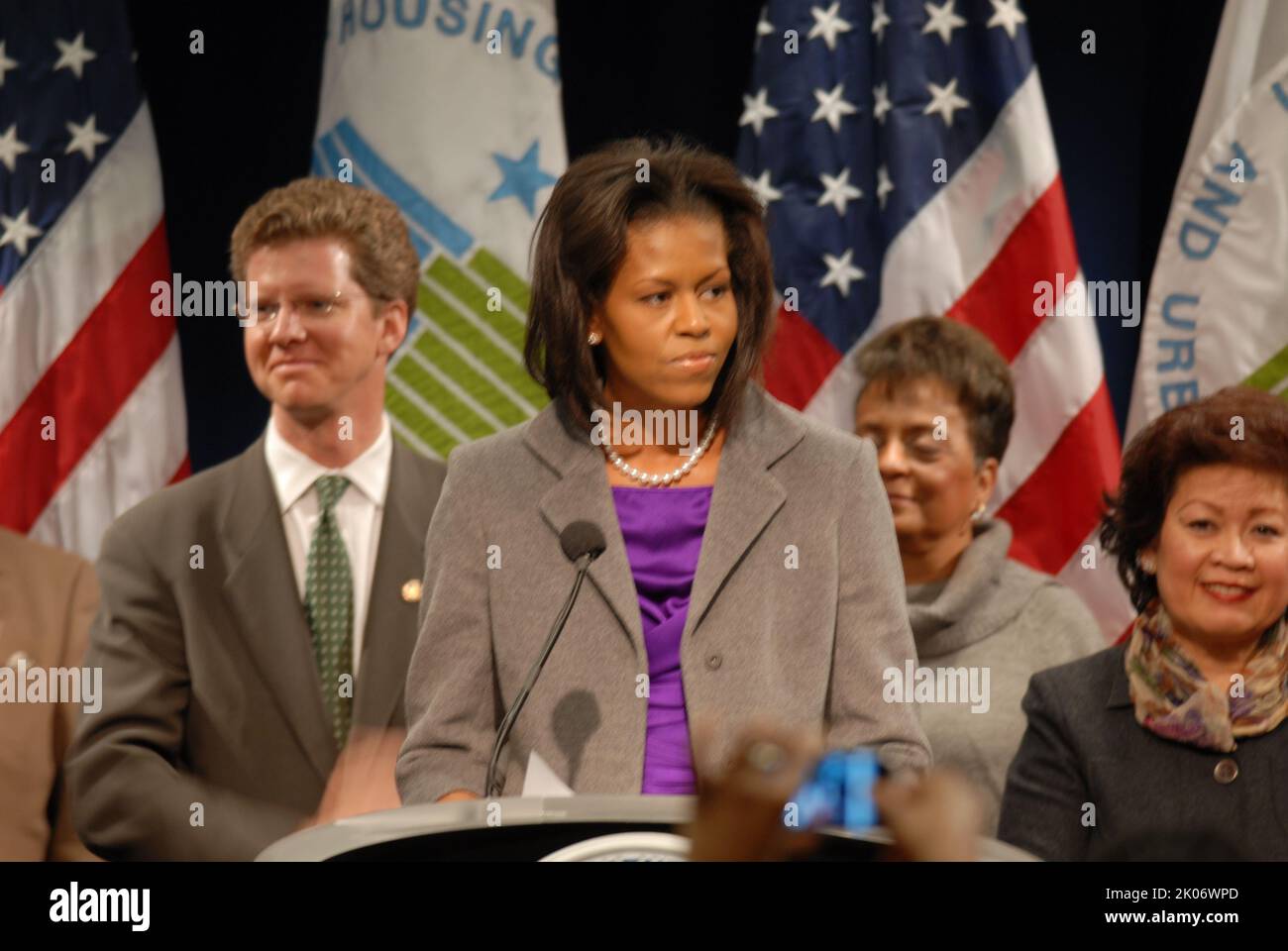 Visita della First Lady Michelle Obama alla sede dell'HUD. Foto Stock