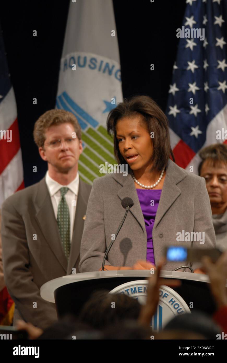 Visita della First Lady Michelle Obama alla sede dell'HUD. Foto Stock