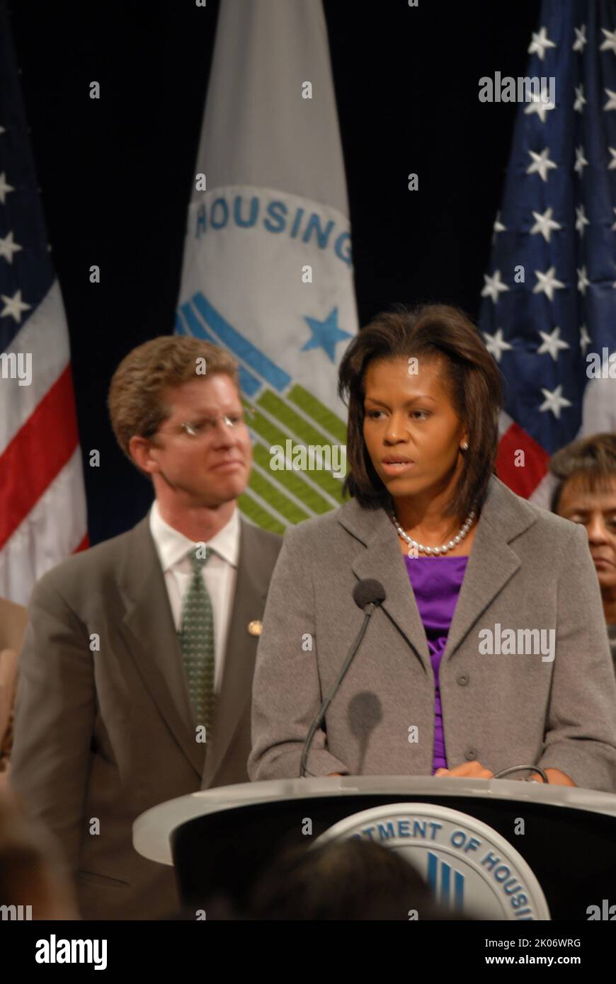 Visita della First Lady Michelle Obama alla sede dell'HUD. Foto Stock