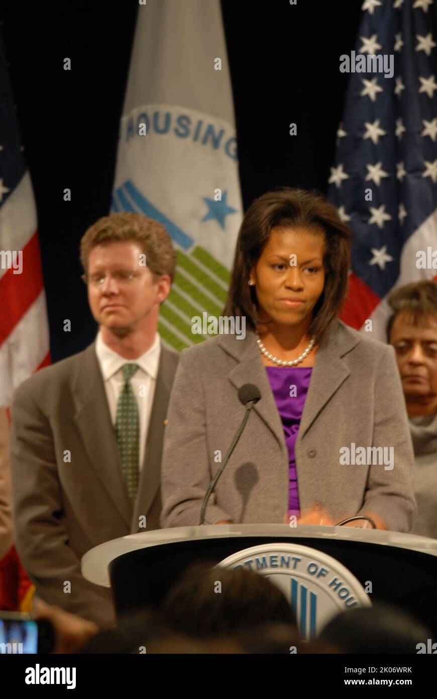 Visita della First Lady Michelle Obama alla sede dell'HUD. Foto Stock