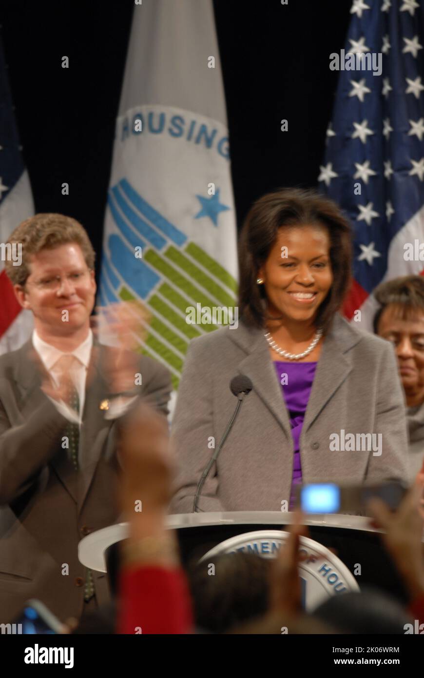 Visita della First Lady Michelle Obama alla sede dell'HUD. Foto Stock