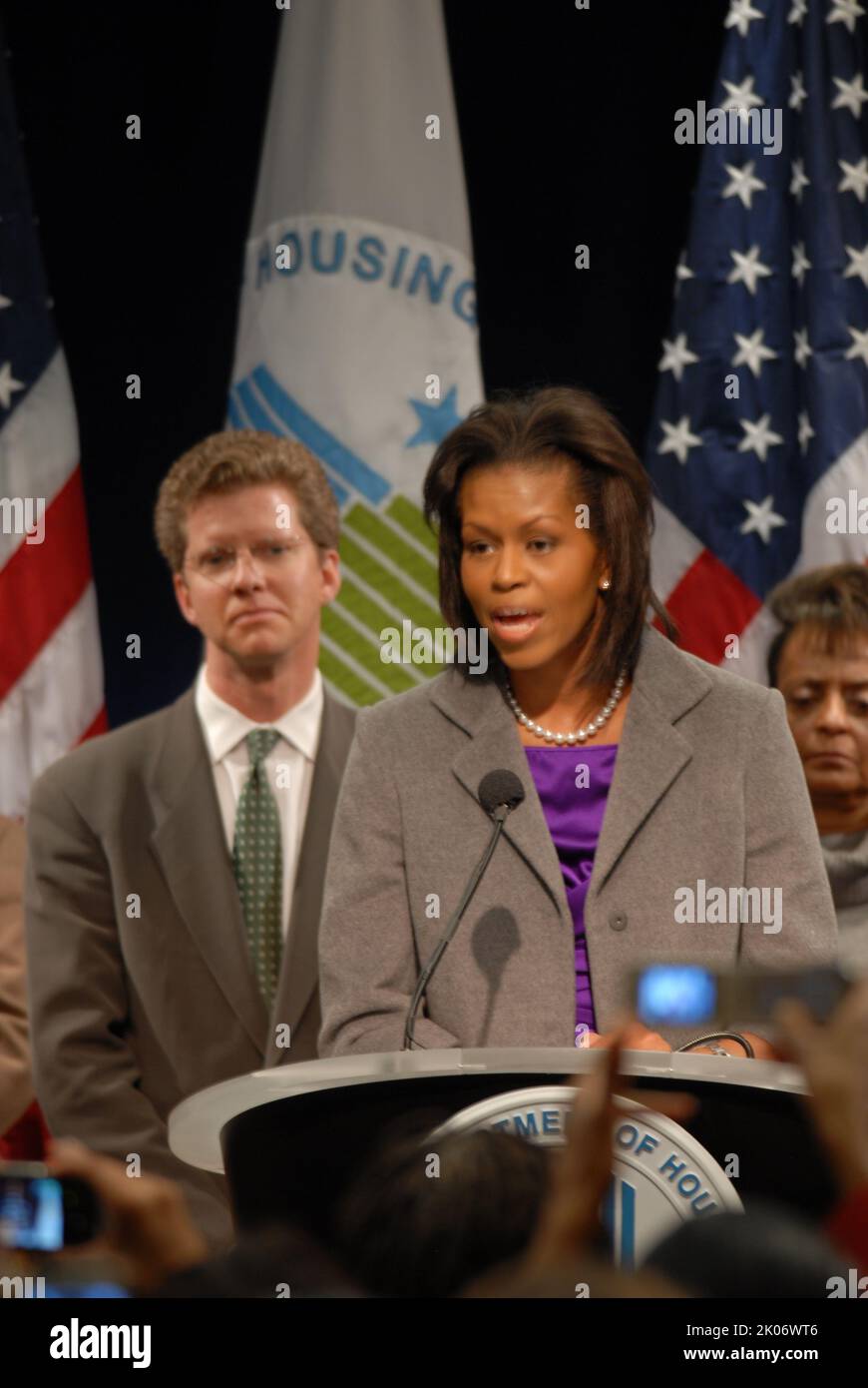 Visita della First Lady Michelle Obama alla sede dell'HUD. Foto Stock