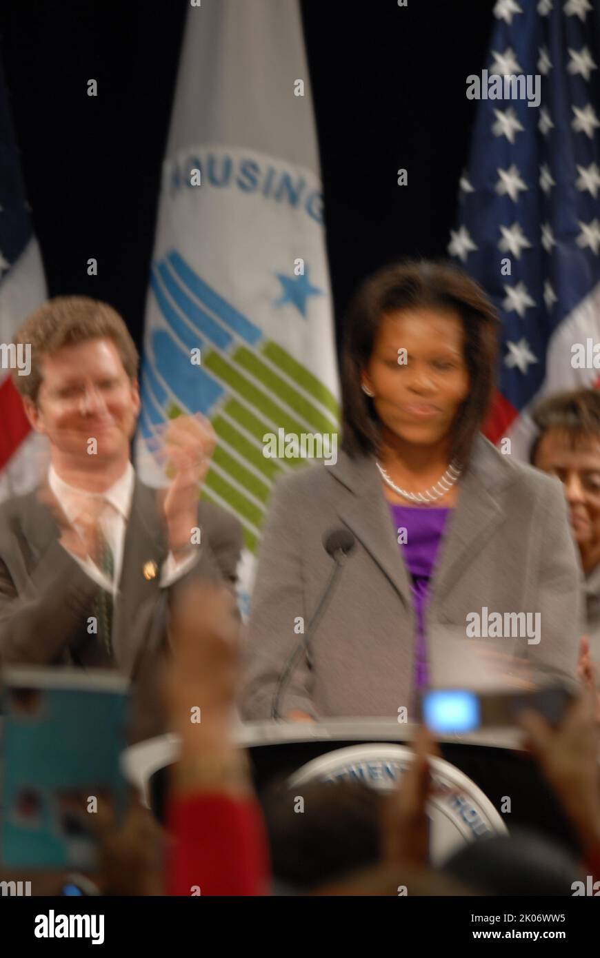 Visita della First Lady Michelle Obama alla sede dell'HUD. Foto Stock