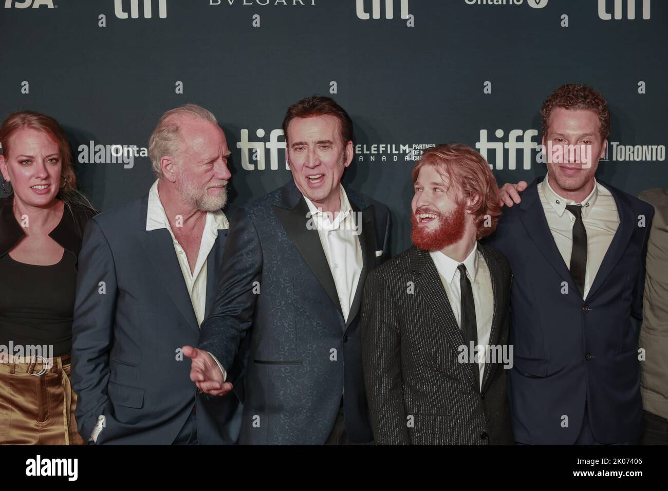 Toronto, Canada. 9th settembre 2022. , Amanda Bowers, Xander Berkeley, Nicolas Cage, Fred Hechinger, Gabe Polsky attends2022 Toronto International Film Festival - 'Butcher's Crossing' Premiere Credit: Sharon Dobson/Alamy Live News Foto Stock