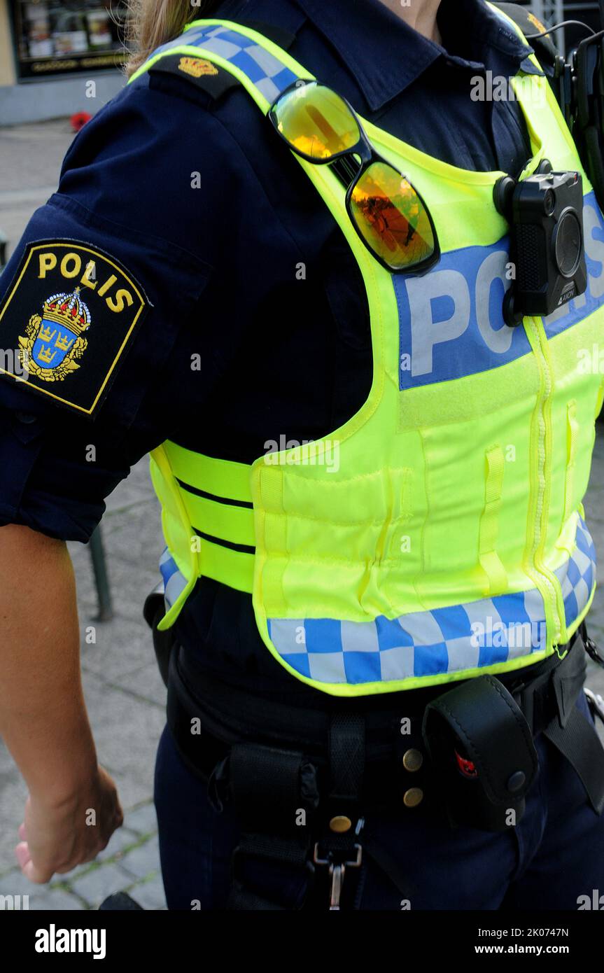 Malmo /Sweden/10 settembre 2022/Swedish democrkarterna ultimo giorno di campagna elettorale parliameetn giorno di campagna elettorale la polizia svedese si ferma per protestare sverigedemokratera può tenere l'ultima riunione della campagna a Malmo , città meridionale della Svezia. (Foto..Francis Joseph Dean/Dean Pictures. Foto Stock