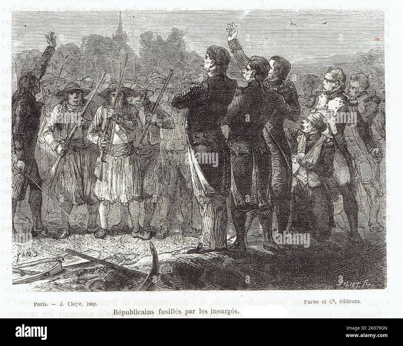 Soldats républicains fusillés par les Chouans, 1795 Foto Stock