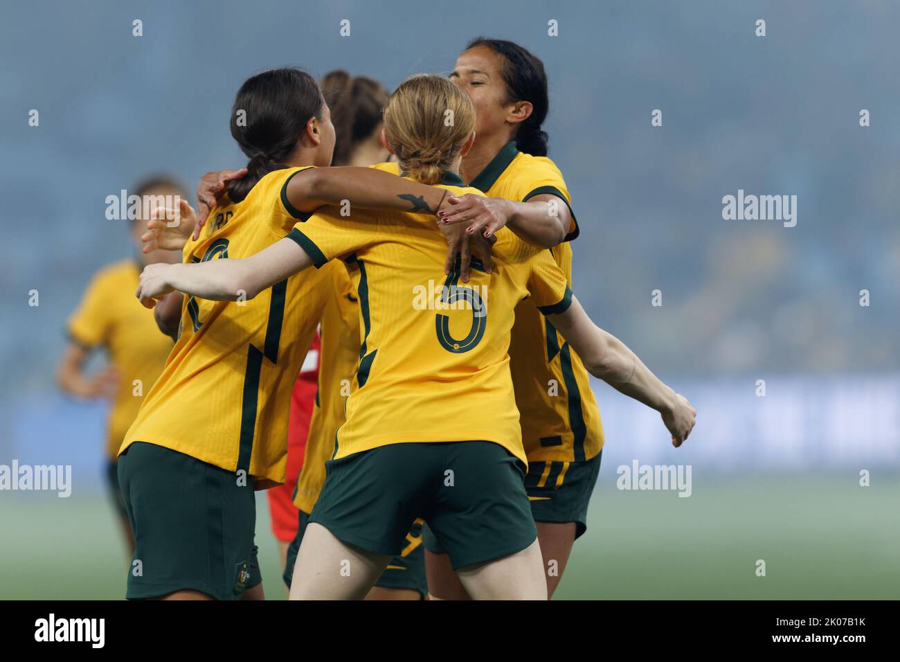 SYDNEY, AUSTRALIA - SETTEMBRE 6: L'Australia celebra un gol durante l'International friendly Match tra Australia e Canada allo stadio Allianz o Foto Stock