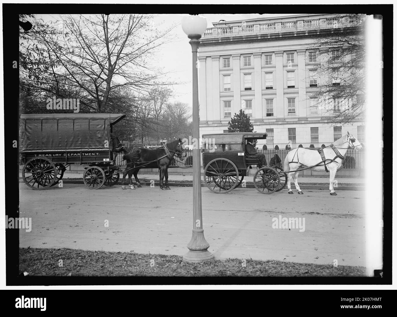 Carro del Dipartimento del Tesoro, tra il 1910 e il 1917. Veicoli trainati da cavalli, Washington, DC. Foto Stock