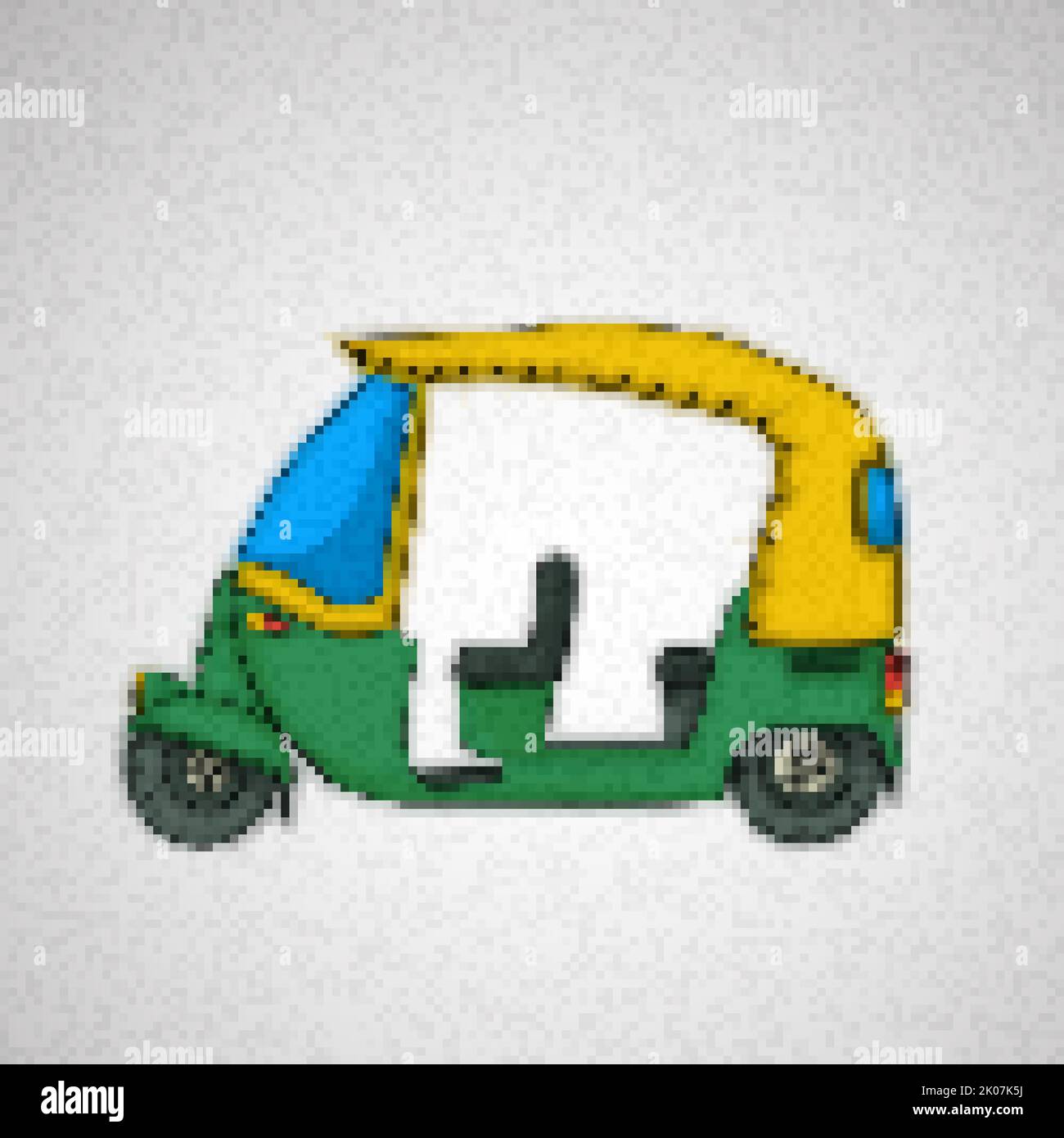 Icona del tuk tuk pixel art, illustrazione vettoriale Foto Stock