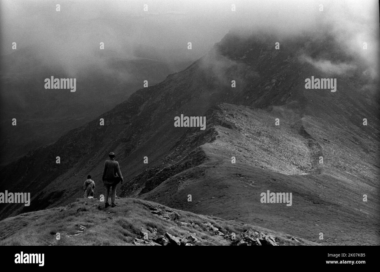 Romania, Monti Rodna, 03. 09. 1986, Hiker nei Monti Rodna Foto Stock