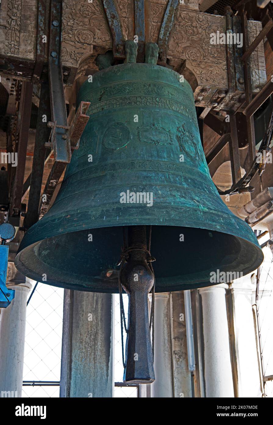 Campane storiche del Campanile, Centro Campanaria di San Marco, Venezia, Veneto, Italia Foto Stock