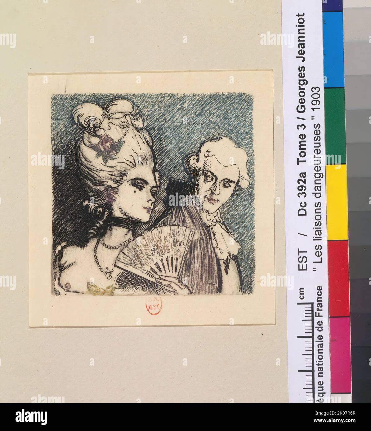 Il marchese di Merteuil e il visconte di ValmontOriginal disegno per Liaisons pericolosi Pierre-Georges Jeanniot (1848-1934), illustratore; Pierre-Ambroise-Francois Choderlos de Laclos (1741-1803), autore. BNF, stampe e Fotografie, DC-392 (A, 3)-FOL. Foto Stock