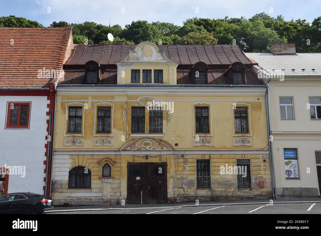 Città medievale di Horni Slavkov (Schlaggenwald) in Boemia, Repubblica Ceca: Parte del centro storico Foto Stock