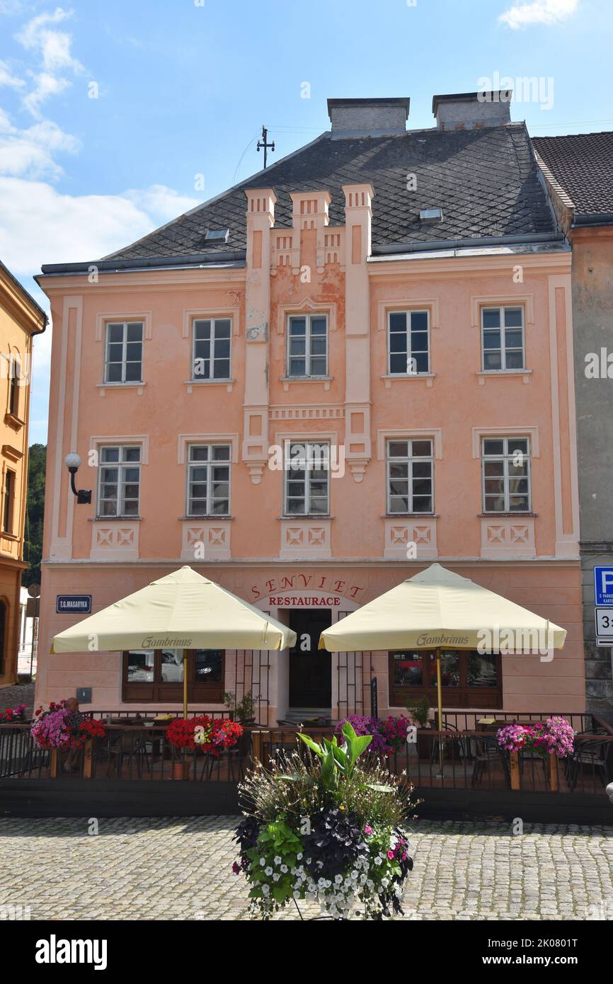 La città medievale di Loket (Elbogen) in Repubblica Ceca, dove Goethe amava rimanere Foto Stock