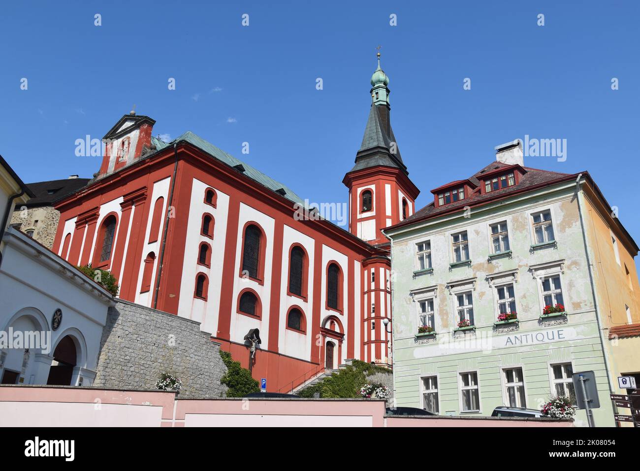 La città medievale di Loket (Elbogen) in Repubblica Ceca, dove Goethe amava rimanere Foto Stock