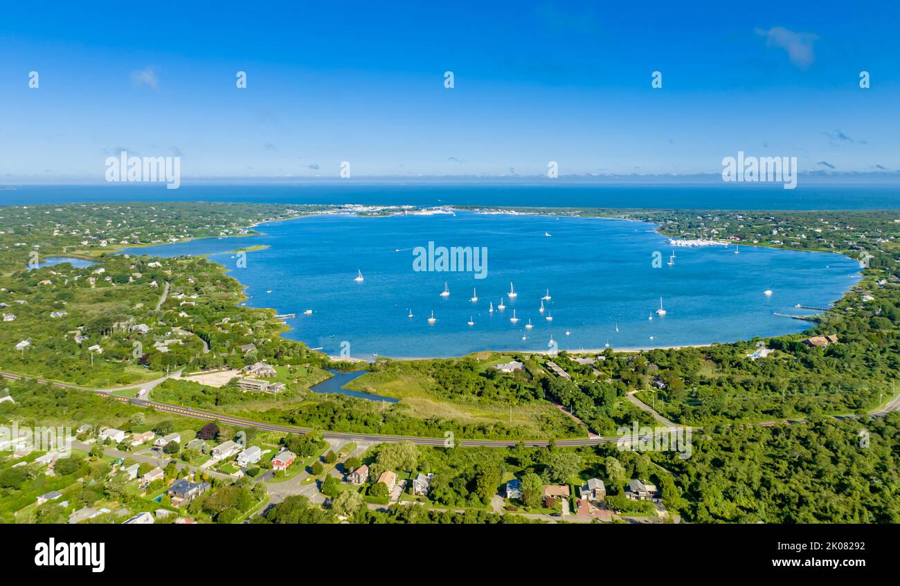 Vista aerea del lago Montauk Foto Stock
