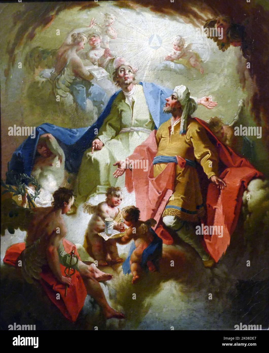Glory of Saints Cosma and Damian, 1760-65, di Josef Haller1737-1773) è stato un pittore austriaco Foto Stock
