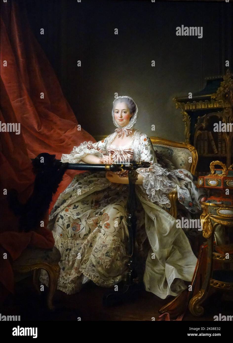 Madame de Pompadour al suo telaio Tambour, dipinto del 1763-64 di Francois-Hubert Drouais (Parigi, 14 dicembre 1727 – Parigi, 21 ottobre 1775) è stato un Foto Stock