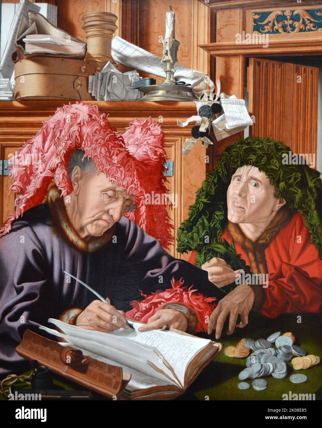 Due raccoglitori fiscali, c1540s, dal laboratorio di Marinus van Reymerswaele o Marinus van Reymerswale (c.. 1490 - c. 1546) è stato un pittore rinascimentale olandese noto principalmente per le sue scene di genere e la sua composizione religiosa Foto Stock