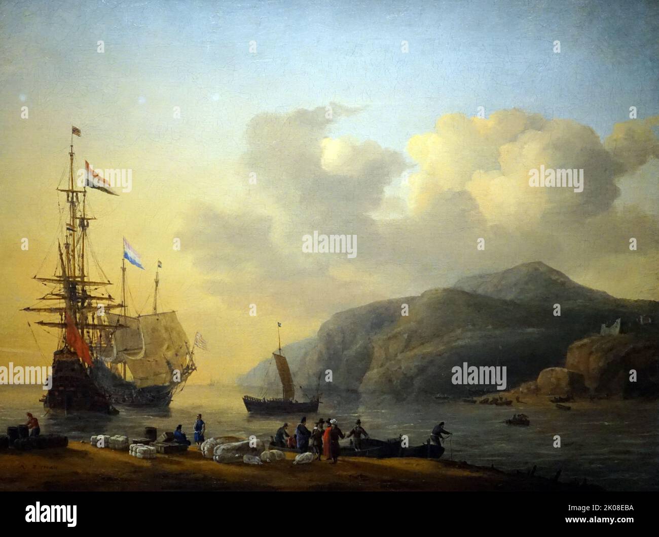 Nave da guerra olandese, c1600s di Reinier Nooms (c.. 1623 - 1664), conosciuto anche come Zeeman o Seeman, è stato un pittore marittimo olandese noto per i suoi dipinti molto dettagliati e le incisioni di navi Foto Stock