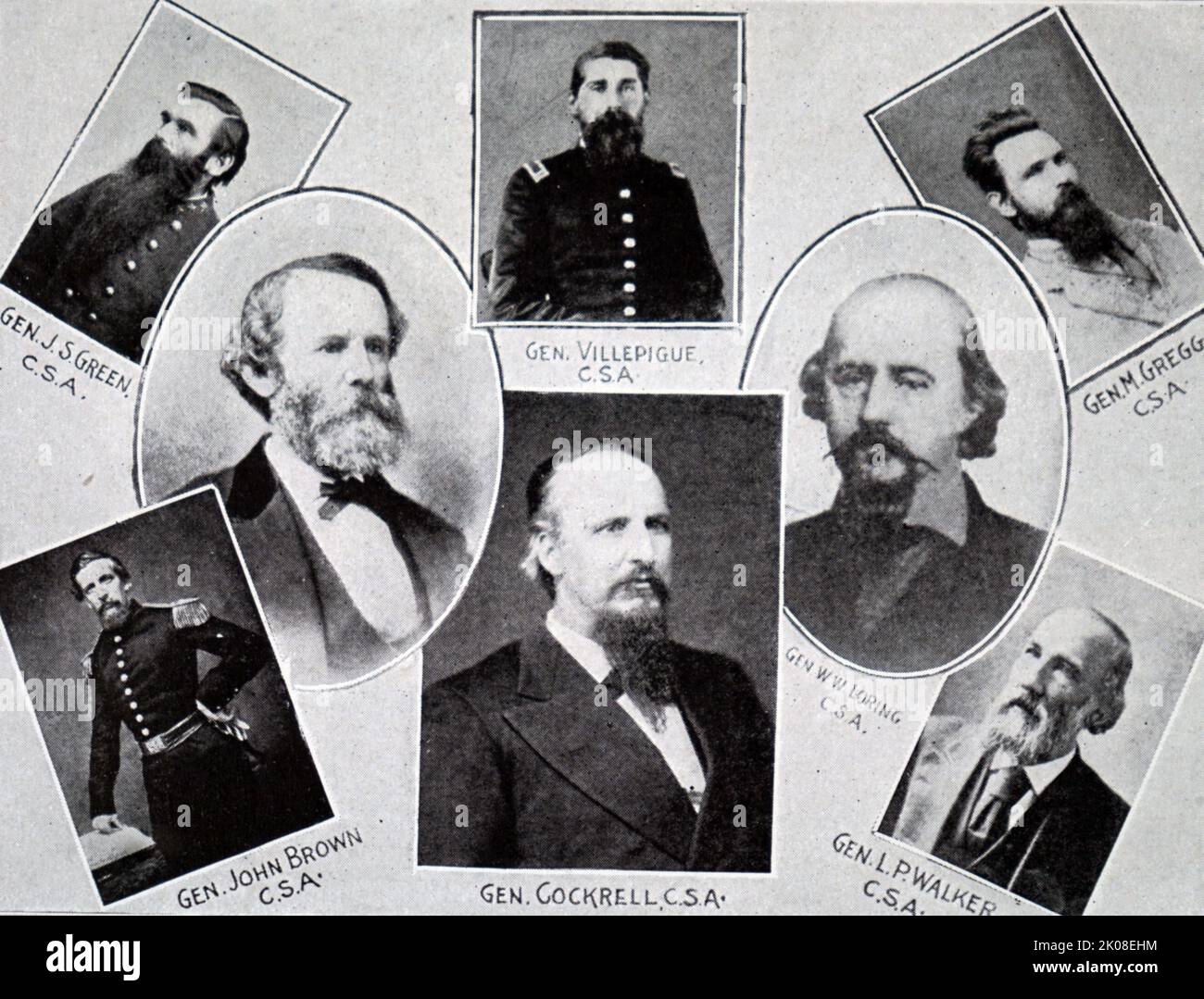 Gruppo di generali confederati nella guerra civile americana. La guerra civile americana (12 aprile 1861 – 9 maggio 1865) è stata una guerra civile negli Stati Uniti tra l'Unione e gli stati confederati Foto Stock