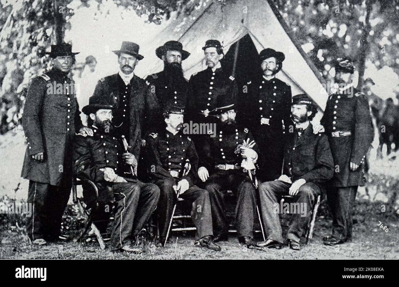 Jefferson Columbus Davis (2 marzo 1828 – 30 novembre 1879) è stato un . Generale C Davis e personale Foto Stock