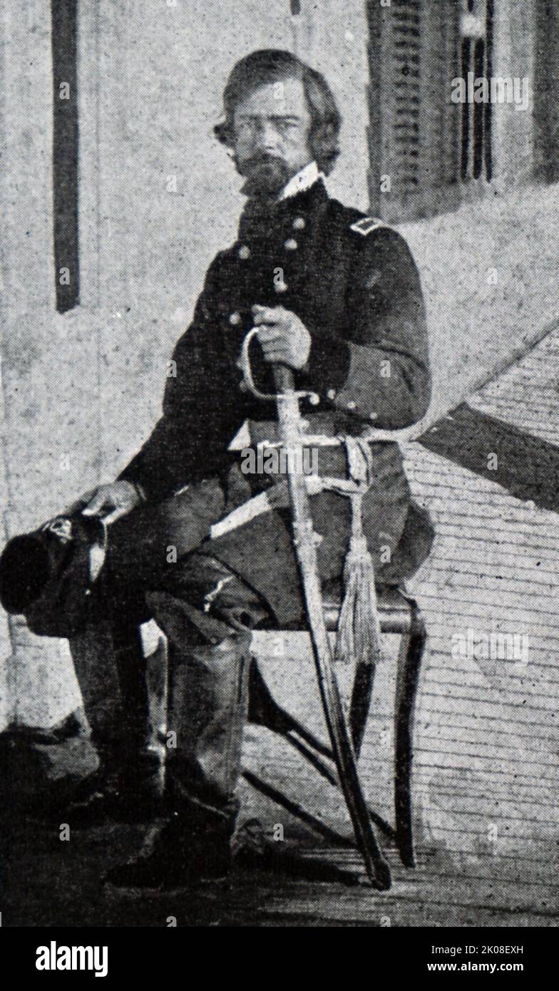 Brigadiere generale Isaac I. Stevens. Isaac Ingalls Stevens (25 marzo 1818 1853 – 1 1857 settembre 1862) è stato un . Durante la guerra civile americana, tenne diversi comandi dell'Unione. Fu ucciso nella battaglia di Chantilly Foto Stock