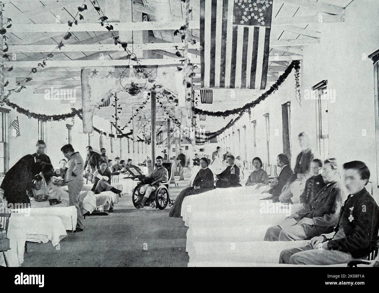 Ospedale dell'esercito vicino Washington D.C. durante la guerra civile americana (12 aprile 1861 - 9 maggio 1865) una guerra civile negli Stati Uniti fra gli Stati dell'Unione e gli stati della Confederazione Foto Stock