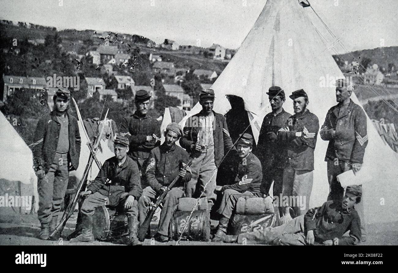 Compagnia e, New York Volontarii durante la guerra civile americana (12 aprile 1861 - 9 maggio 1865) una guerra civile negli Stati Uniti tra gli Stati dell'Unione e gli stati della Confederazione Foto Stock