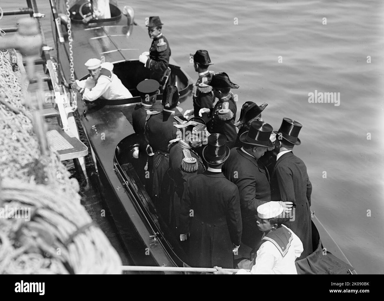 Visita dello squadrone tedesco al presidente degli Stati Uniti Taft e Party lasciando 'Mayflower', 1912. Foto Stock