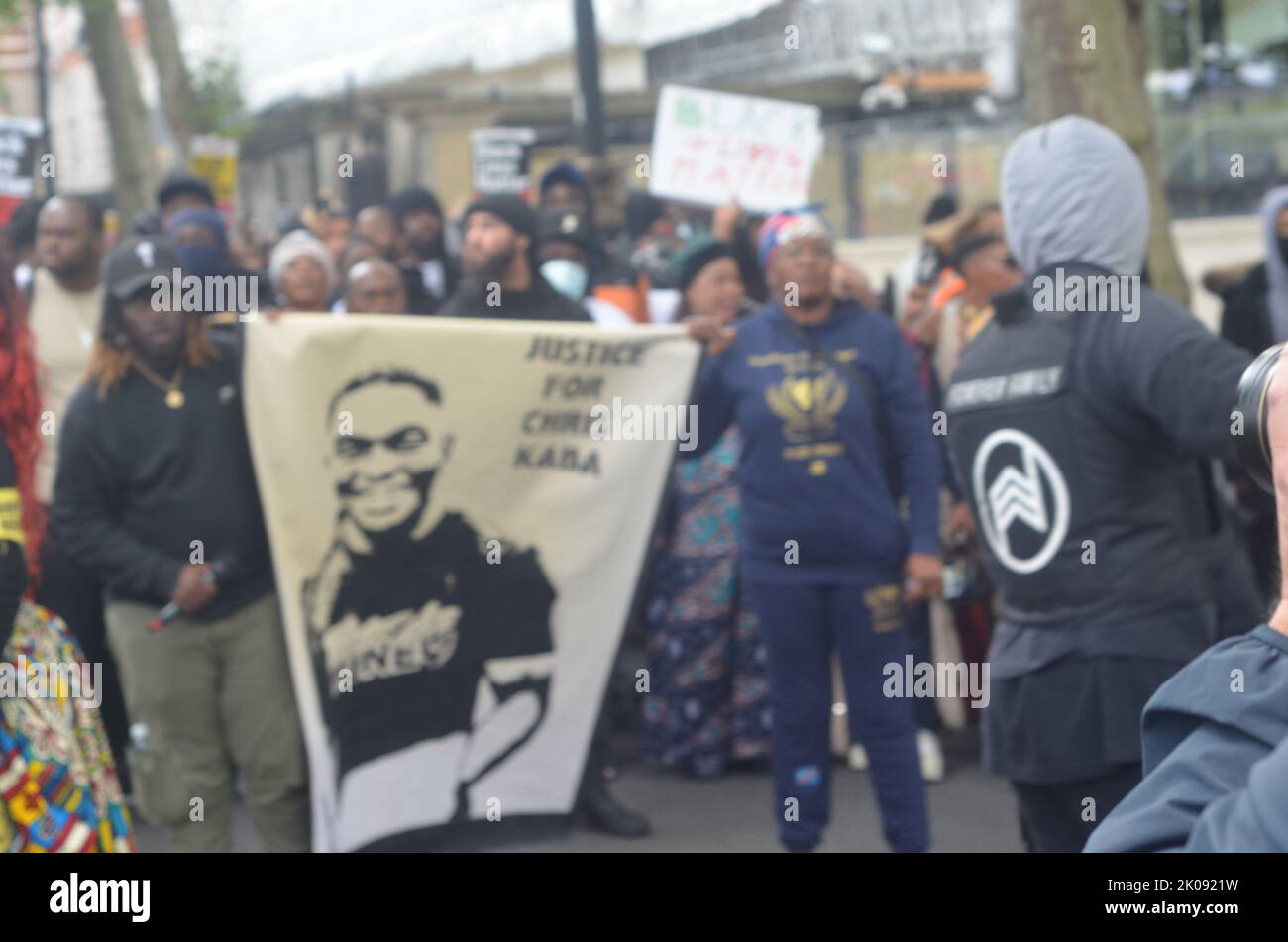 La famiglia Chris Kaba ha partecipato a una marcia antirazzista insieme ad altri 5000 attivisti e simpatizzanti indignato per un altro live nero preso dalla violenza. Foto Stock