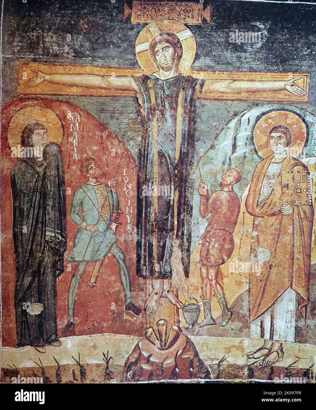 Crocifissione Roma Santa Maria Antiqua. Crocifissione di Santa Maria Antiqua. Mosaico Foto Stock
