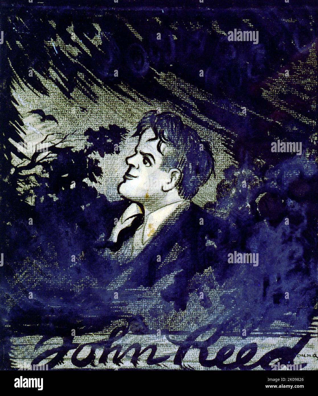 Disegno di John Reed. John 'Jack' Silas Reed (22 ottobre 1887 – 17 ottobre 1920) è stato un . Reed ottenne per la prima volta la preminenza come corrispondente di guerra durante la prima guerra mondiale, e più tardi divenne meglio noto per la sua copertura della Rivoluzione d'Ottobre a Pietrogrado, Russia, di cui scrisse nel suo libro del 1919 Ten Days that Shook the World. Foto Stock