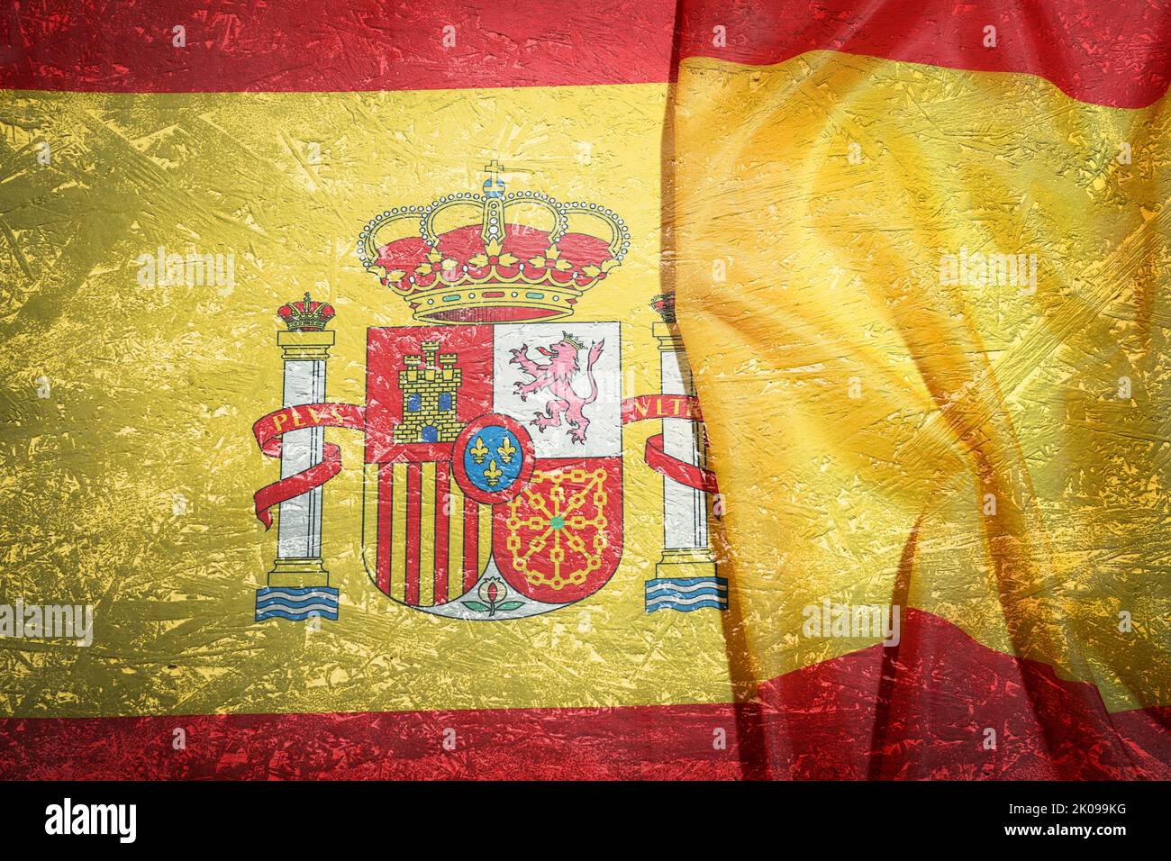 Doppia esposizione di grunge texture e bandiera della Spagna Foto Stock