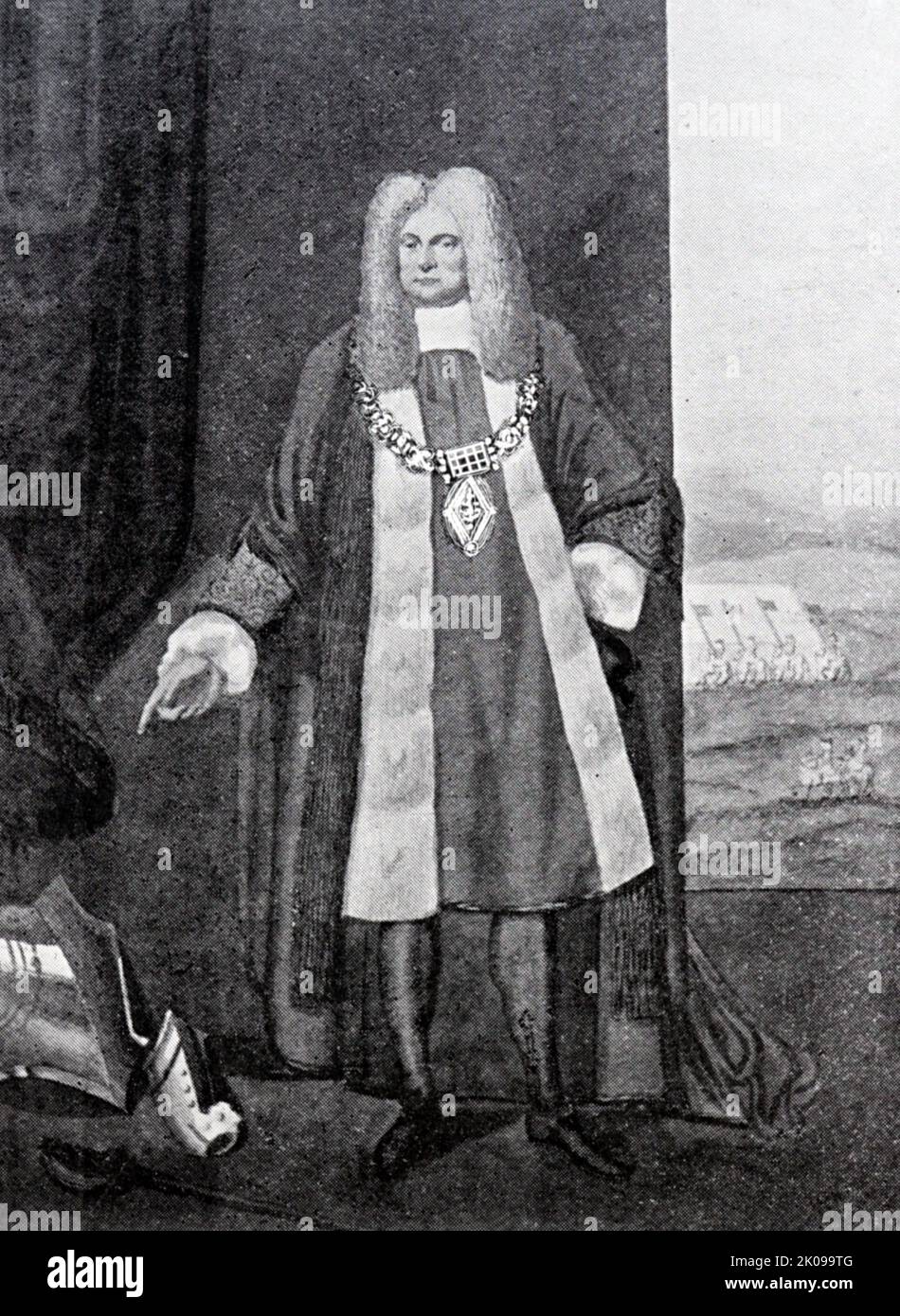 Sir William Pritchard (Londra, 1632-1705) è stato un mercante e politico inglese, Lord Mayor di Londra nel 1682. Da un dipinto ad acqua. Foto Stock