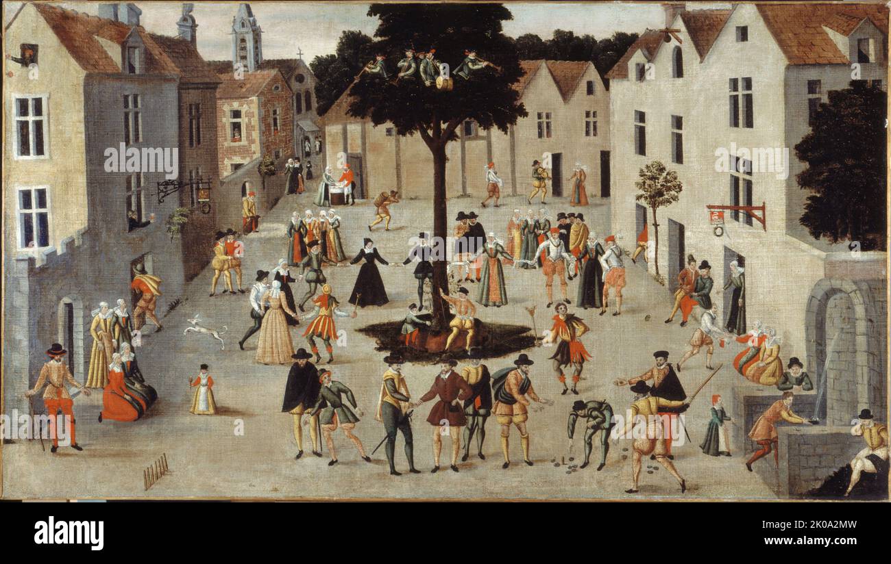 Fête populaire autour d'un arbre, c1560. Foto Stock