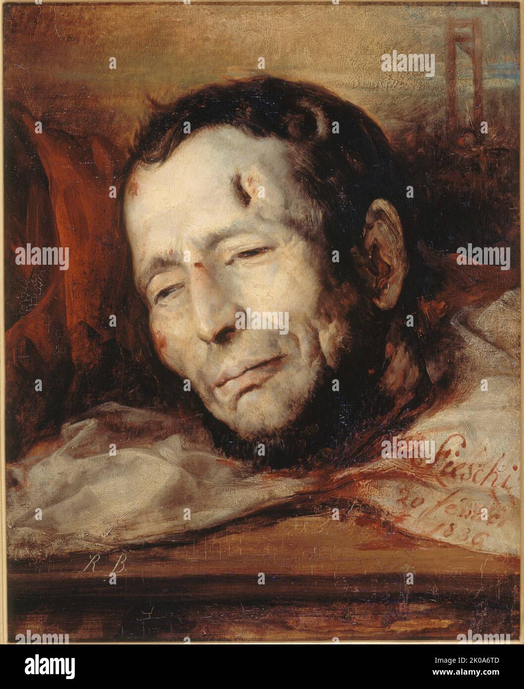 Capo di Giuseppe Fieschi (1790-1836), dopo la sua esecuzione, 1836. Foto Stock
