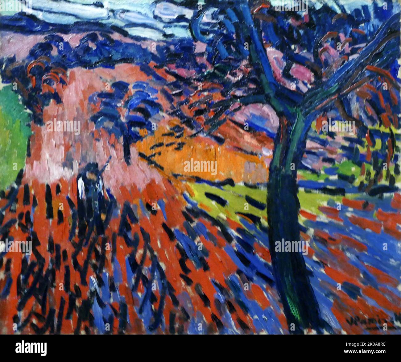 Ulivi, 1905/1906. Olio su tela, di Maurice de Vlaminck. Maurice de Vlaminck (Parigi, 4 aprile 1876 – Parigi, 11 ottobre 1958) è stato un . Insieme ad Andre Derain e Henri Matisse è considerato una delle figure principali del movimento Fauve, un gruppo di artisti moderni che dal 1904 al 1908 sono stati uniti nel loro uso di colore intenso. Vlaminck è stato uno dei Fauves alla controversa mostra Salon d'Automne del 1905. Foto Stock