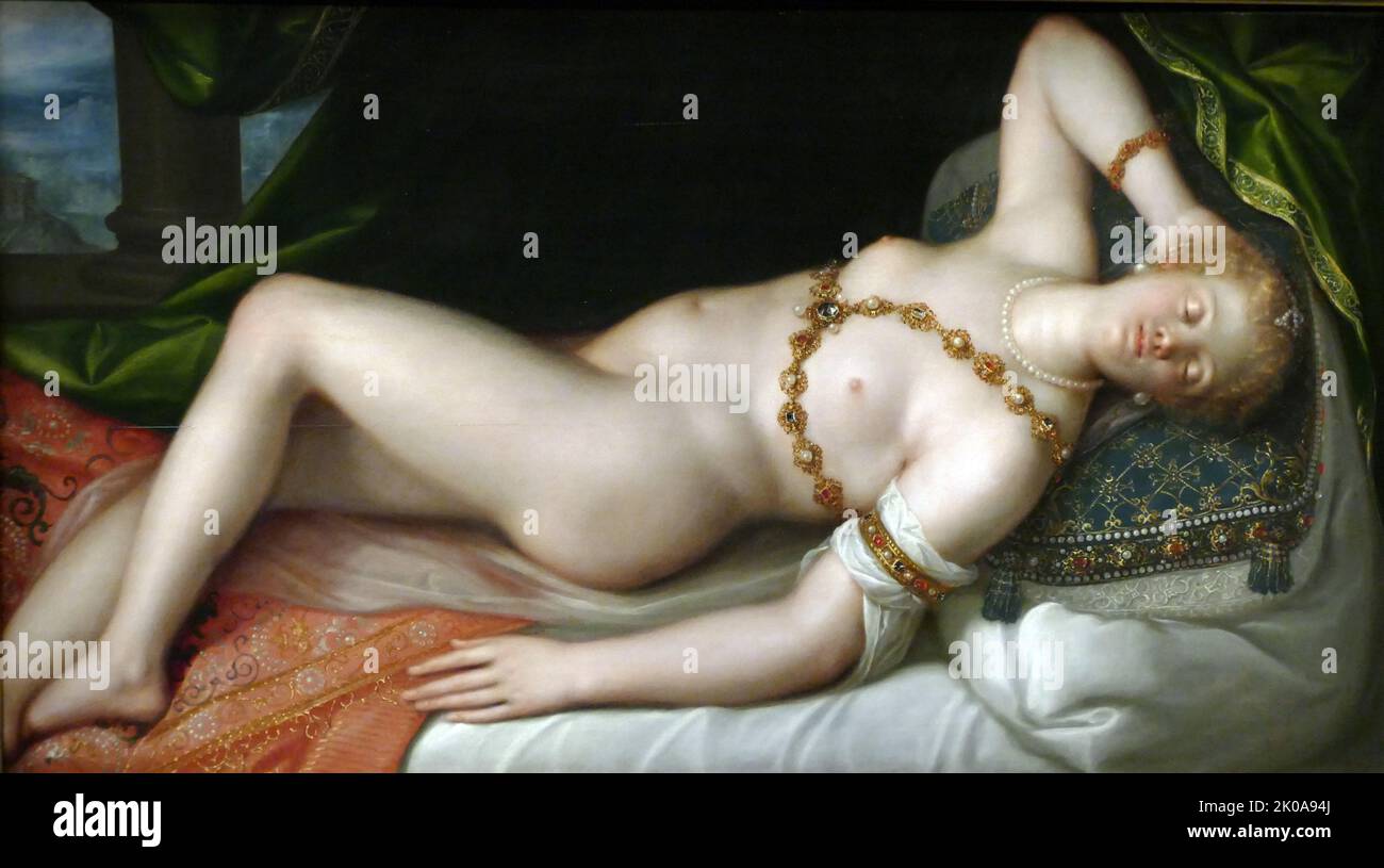 Venere di riposo, c1608, scultura di Dirk de Quade van Ravesteyn. Dirk de Quade van Ravesteyn (1565 – 1620) è stato un Foto Stock