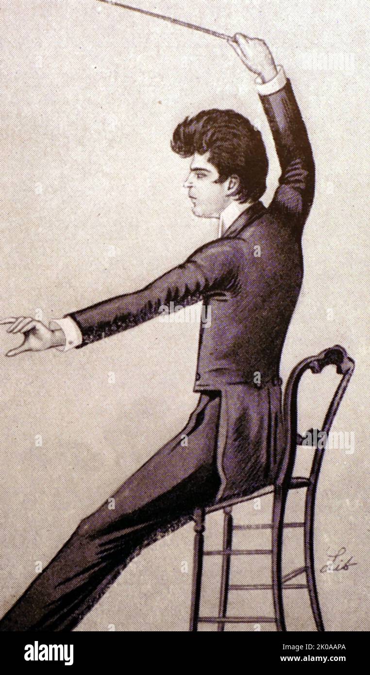Pietro Mascagni (Roma, 7 dicembre 1863 – Roma, 2 agosto 1945) è stato un . Il suo capolavoro di Cavalleria rusticana del 1890 causò una delle più grandi sensazioni nella storia dell'opera e introdusse da solo il movimento Verismo nella musica drammatica italiana Foto Stock