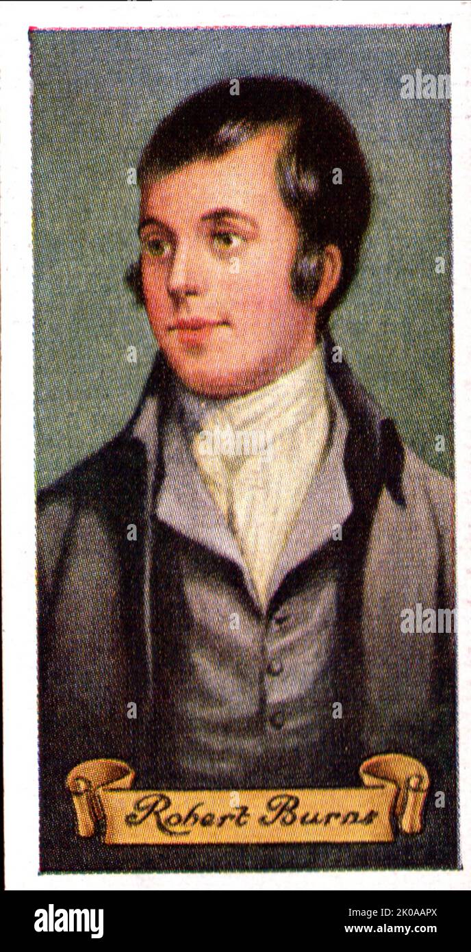 Robert Burns, pittura ad olio. Robert Burns (Rabbie Burns, 25 gennaio 1759 – 21 luglio 1796) è stato un . È ampiamente considerato come il poeta nazionale della Scozia ed è celebrato universalmente Foto Stock