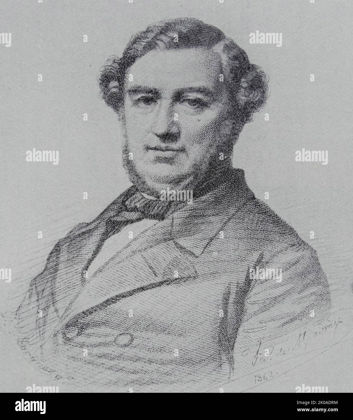 Salustiano de Olozaga y Almandoz (1805 - 1873) politico, diplomatico, avvocato e scrittore spagnolo che servì come primo ministro della Spagna e fu nominato tre volte ambasciatore in Francia. 1862 Foto Stock