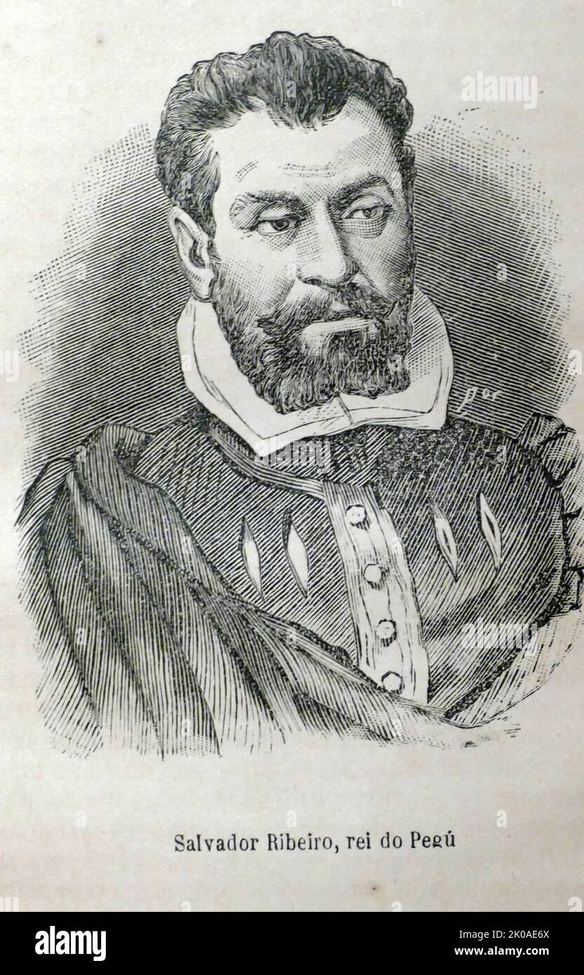 Salvador Ribeiro de Sousa (16th ° secolo - 17th ° secolo) è stato un soldato portoghese, Cavaliere e Comandante dell'Ordine di Cristo, eletto Re dal popolo del Regno di Pegu, e la storia della Birmania gli dà il nome da Massaginga. Pegu o Bago è una città e la capitale della regione di Pegu in Myanmar Foto Stock