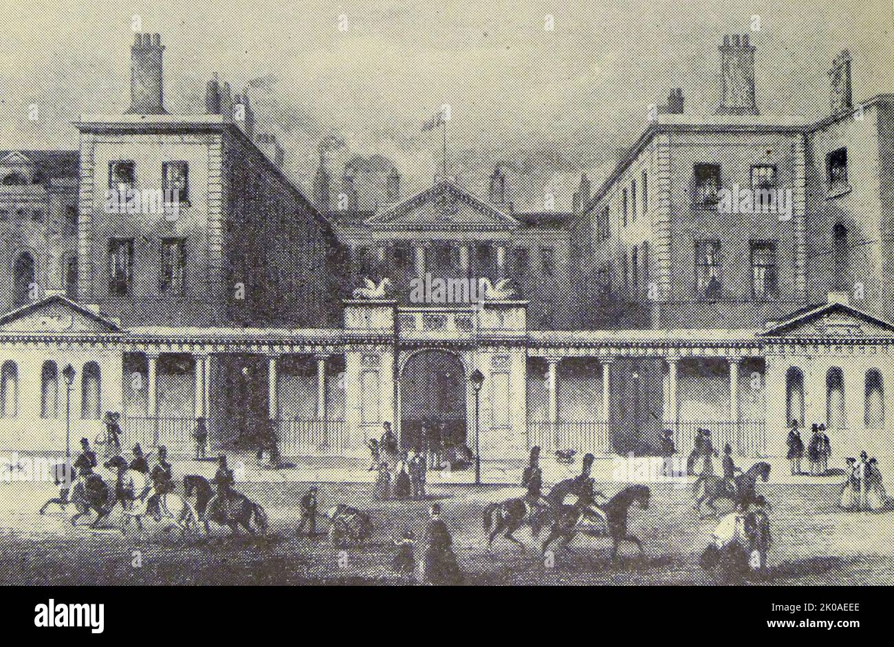 L'Ammiragliato a Londra, 1850. Questo fu il dipartimento del governo britannico, responsabile del comando della Royal Navy fino al 1964 Foto Stock